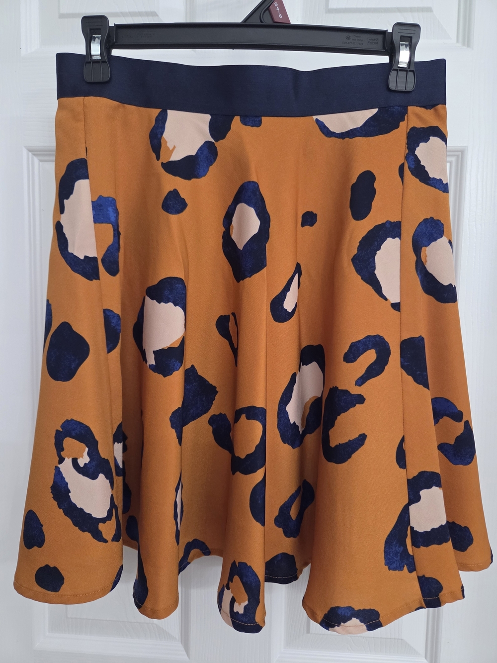 3.1 Phillip Lim Orange Skirt with Navy and Cream Spot Print